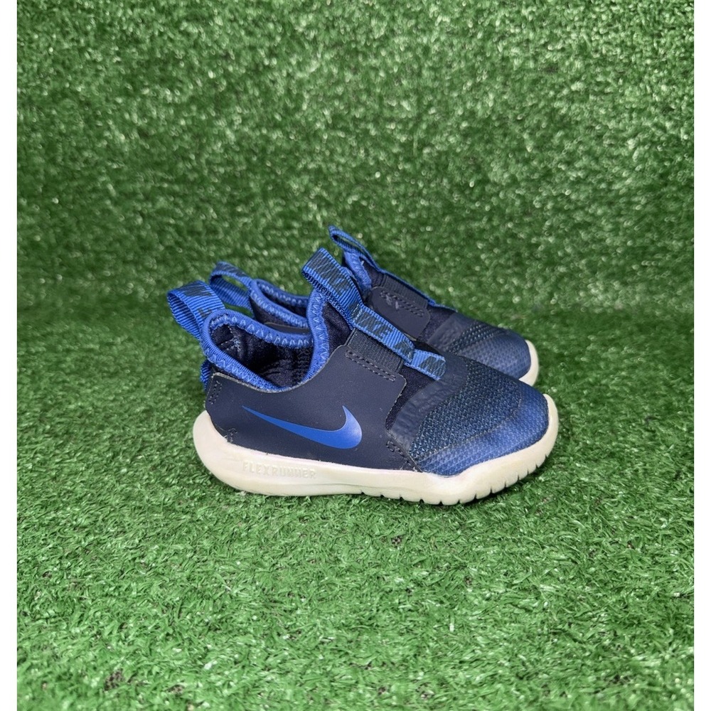 Nike Flex Runner Blue White Toddler Size 6C Baby Walking Shoes Slip On Sneakers‎